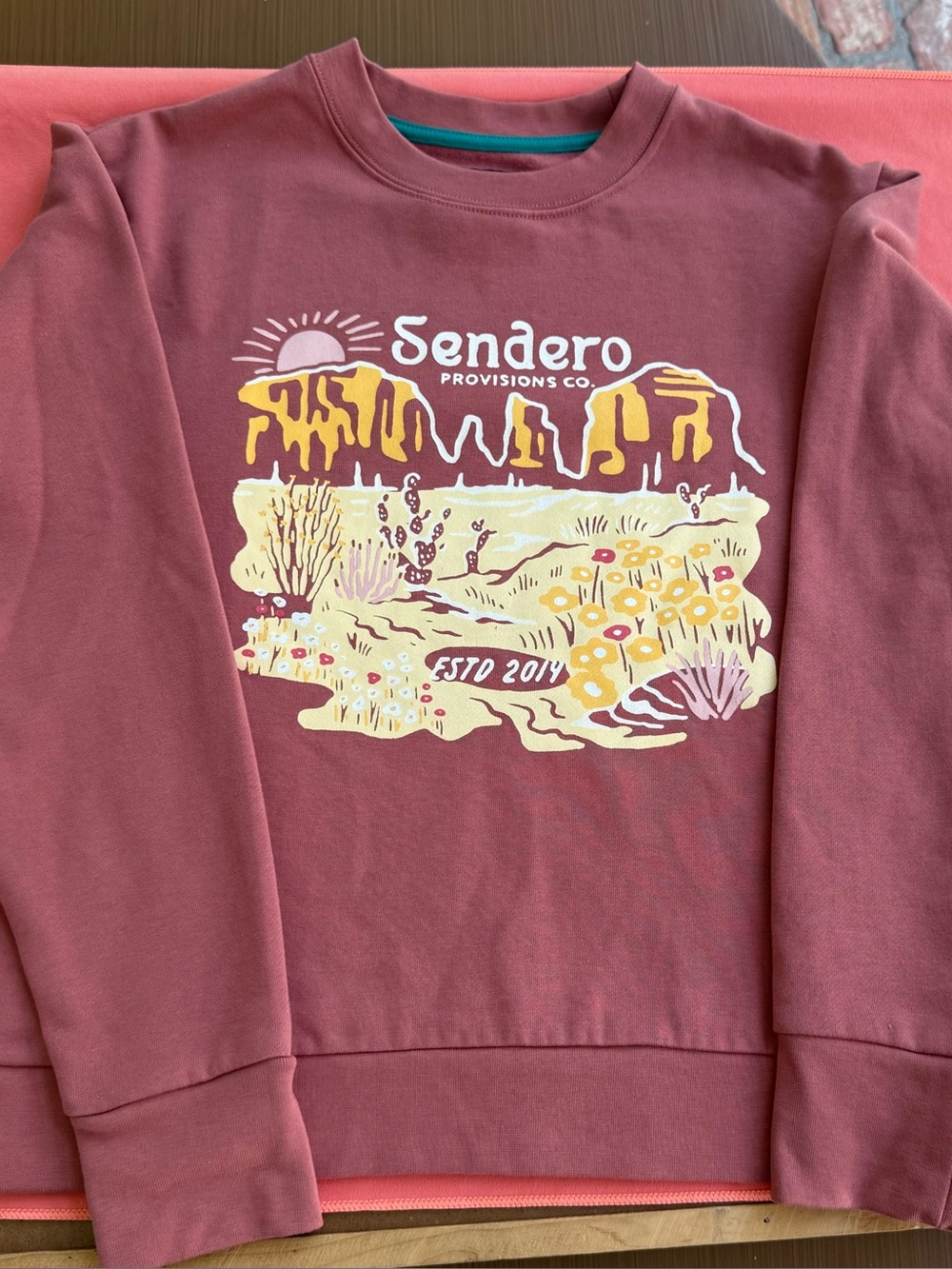 Sendero Provisions Co. Desert Graphic Crewneck - Color is in the Coral family